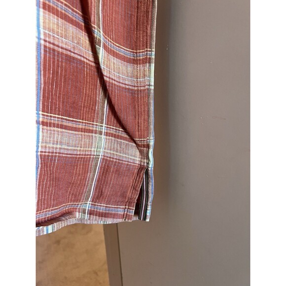 Tommy Bahama Men’s XLOrange Plaid 100% Linen Short Sleeve Button Shirt - Picture 5 of 13